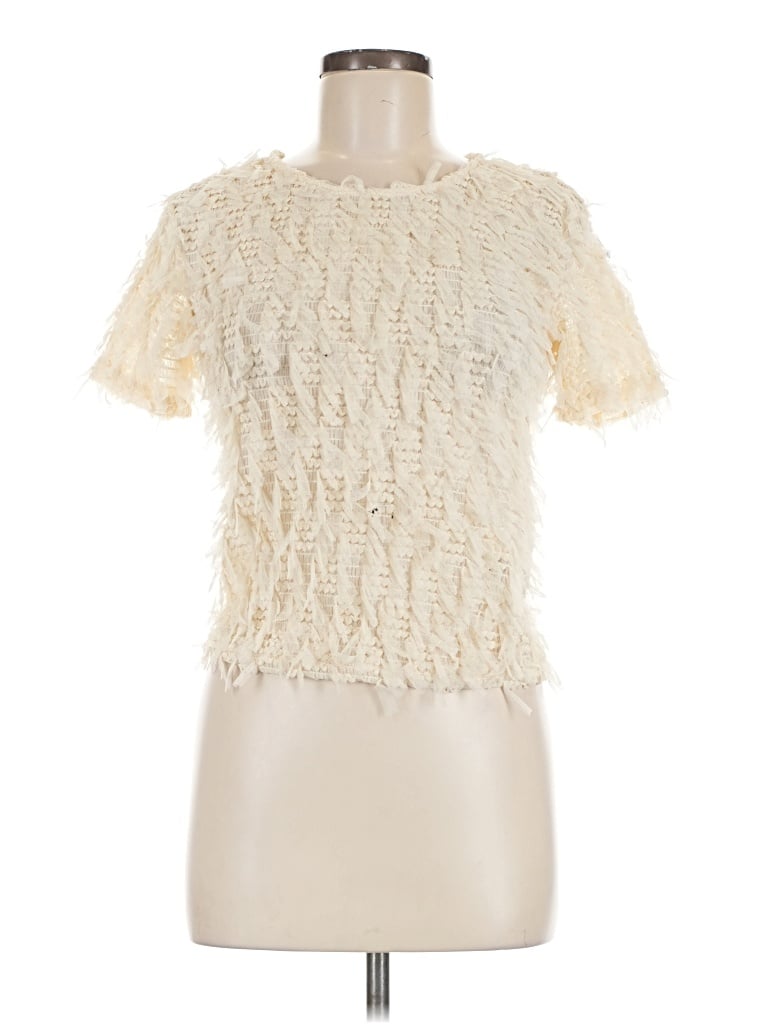 Pre-owned Zara Short Sleeve Blouse In Ivory