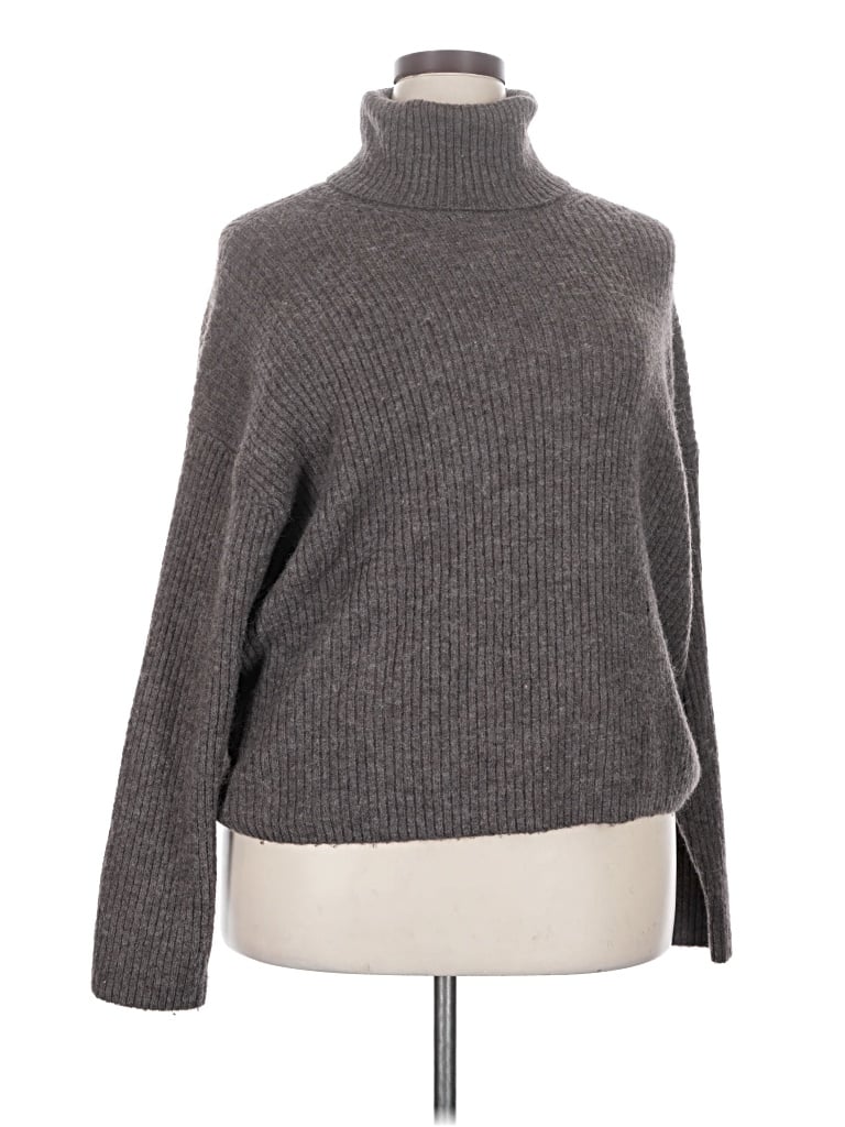 Pre-owned H&m Turtleneck Sweater In Gray