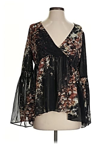 Intermix Long Sleeve Silk Top (view 1)