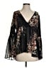 Intermix Floral Black Long Sleeve Silk Top Size S - photo 1