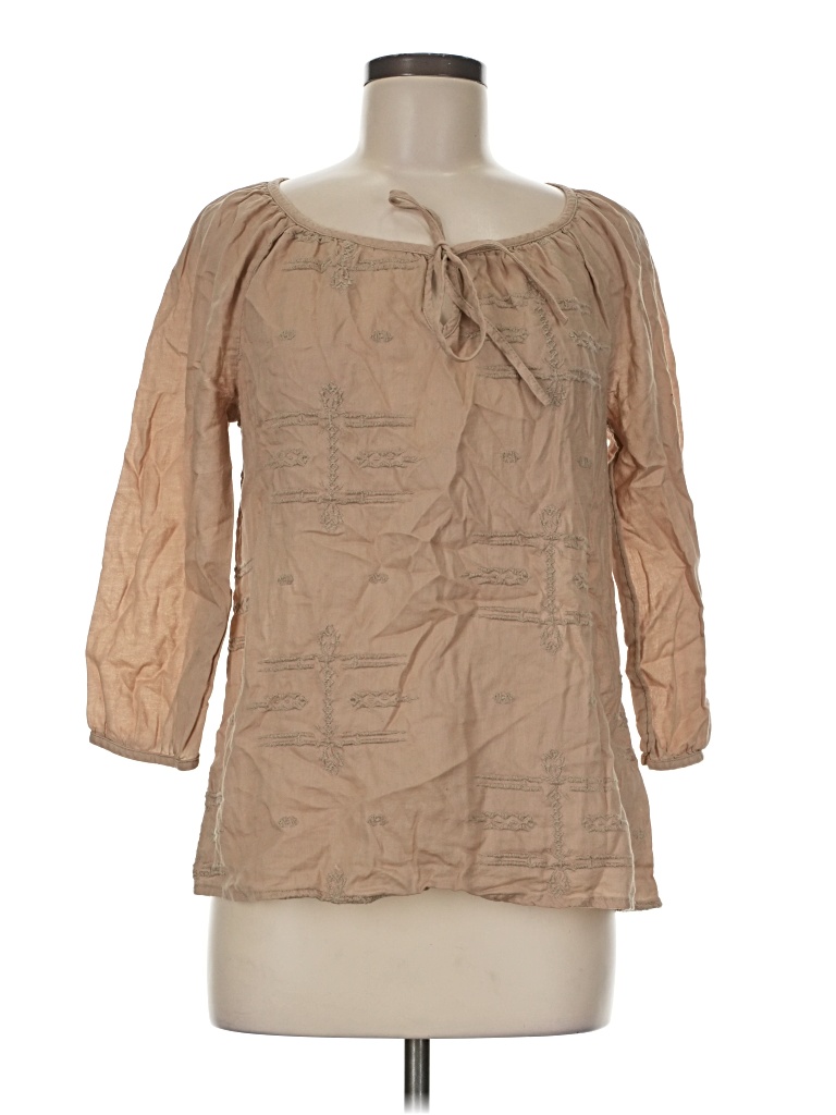 Pre-owned Old Navy 3/4 Sleeve Blouse In Tan