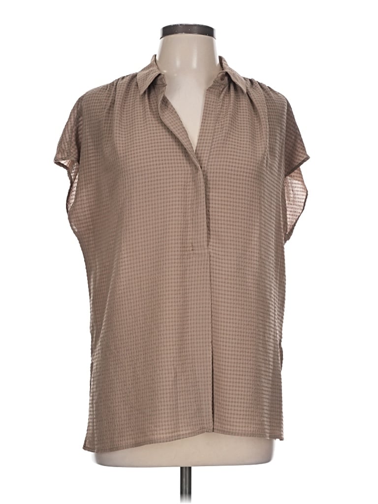 Pre-owned Max Studio Short Sleeve Blouse In Tan