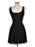 Aqua Solid Black Casual Dress Size L - photo 2