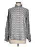 Ann Taylor 100% Polyester Print Gray Long Sleeve Blouse Size L - photo 1