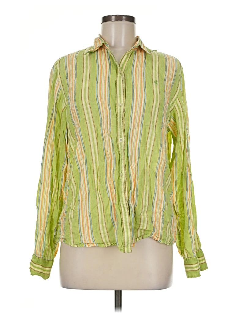 Pre-owned Polo Ralph Lauren Long Sleeve Blouse In Green