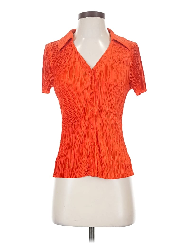 Pre-owned Pleione Short Sleeve Blouse In Orange