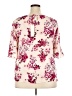 Elle 100% Polyester Floral Pink Short Sleeve Blouse Size XXL - photo 2