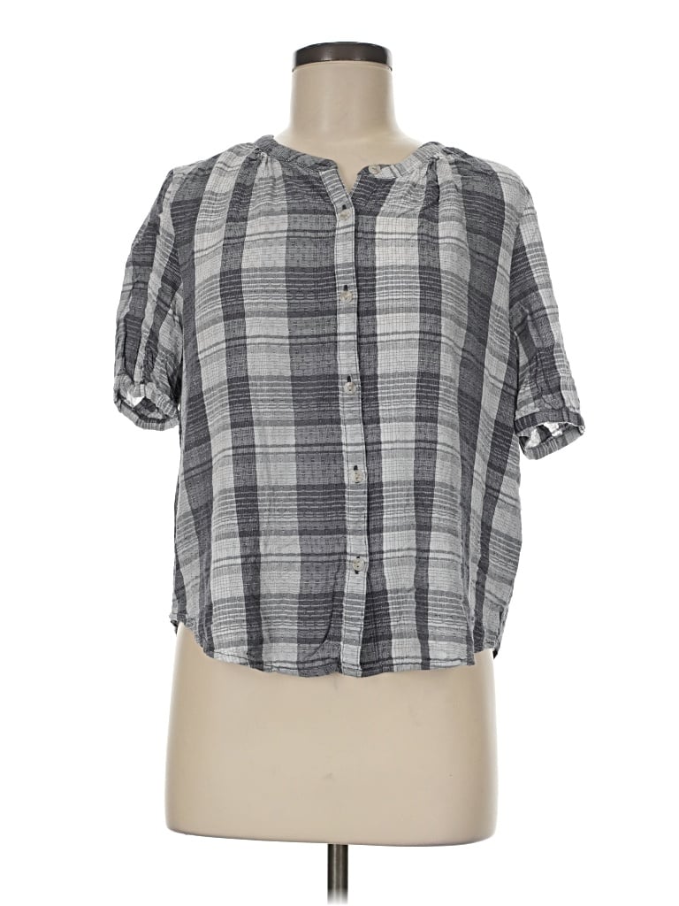 Pre-owned Universal Thread Short Sleeve Blouse In Gray
