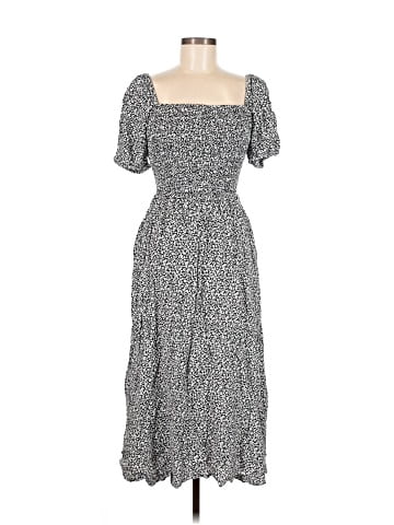 Madewell Smocked Puff-Sleeve Midi Dress in Floral (view 1)