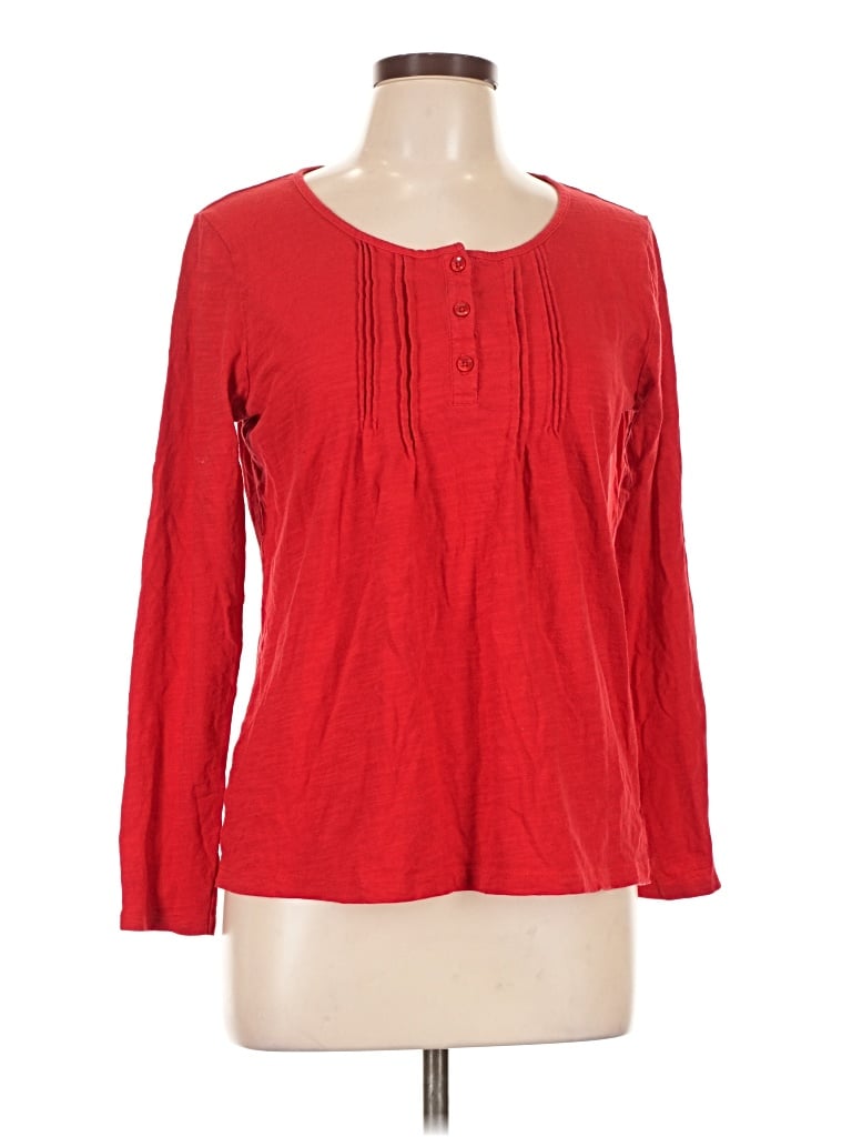 Pre-owned St. John's Bay Long Sleeve Blouse In Red