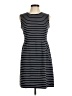 Lands' End Stripes Gray Casual Dress Size 8 (petite) - photo 1