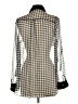 Depri 100% Polyester Houndstooth Silver Ivory Long Sleeve Blouse Size L - photo 2
