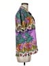 Lavish 100% Polyester Tropical Purple Short Sleeve Blouse Size M - photo 4