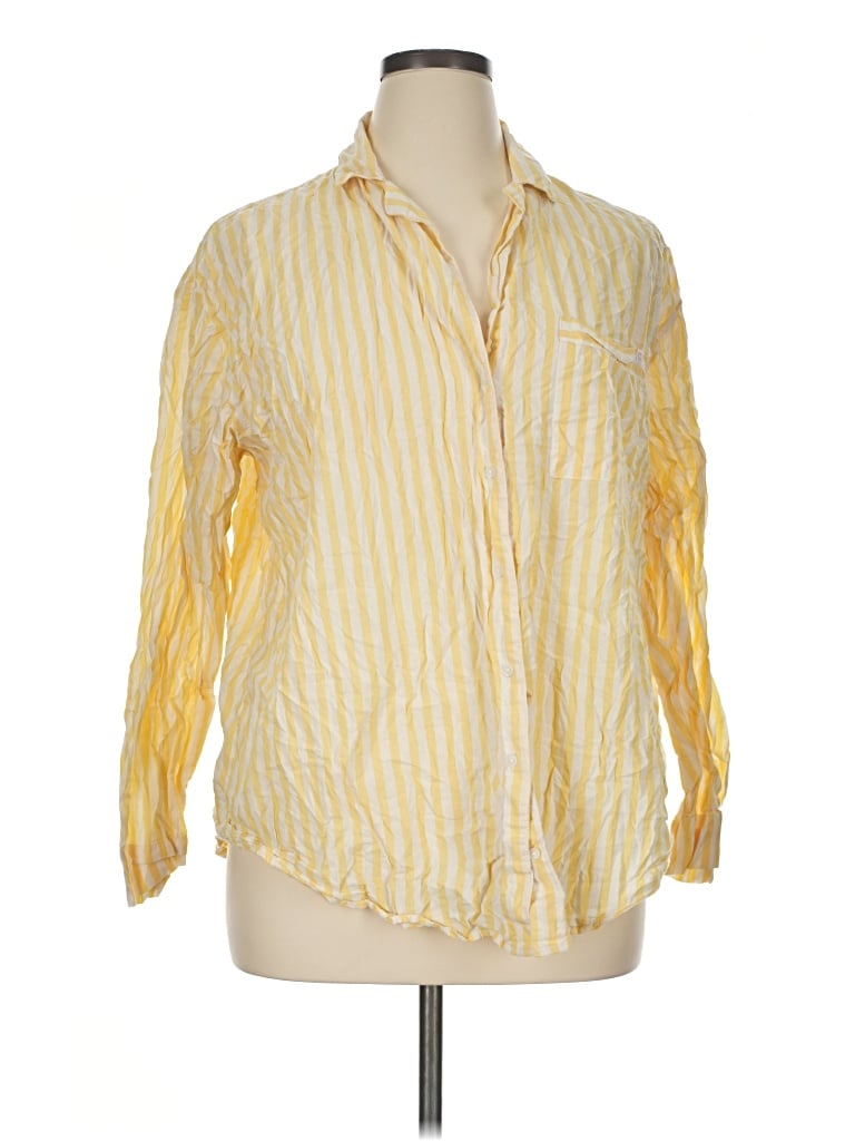 Pre-owned Only 3/4 Sleeve Button Down Shirt In Yellow