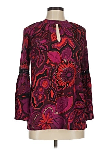Trina Turk Long Sleeve Silk Top (view 1)