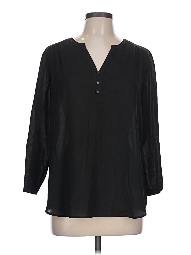 Pre-owned Van Heusen 3/4 Sleeve Blouse In Black