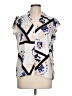 Nine West 100% Polyester Print Ivory Short Sleeve Blouse Size L - photo 1