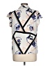Nine West 100% Polyester Print Ivory Short Sleeve Blouse Size L - photo 2