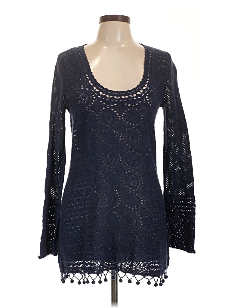 Pre-owned Lilly Pulitzer Long Sleeve Top Blue Square Neckline Tops