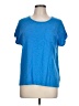 Max Studio Solid Blue Short Sleeve T-Shirt Size L - photo 1