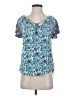 Shein 100% Viscose Blue Short Sleeve Henley Size 4 - photo 1