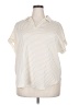 Timeson 100% Polyester Stripes Ivory Short Sleeve Blouse Size XXL - photo 1