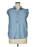 Ann Taylor LOFT Blue Sleeveless Button-Down Shirt Size XL - photo 1