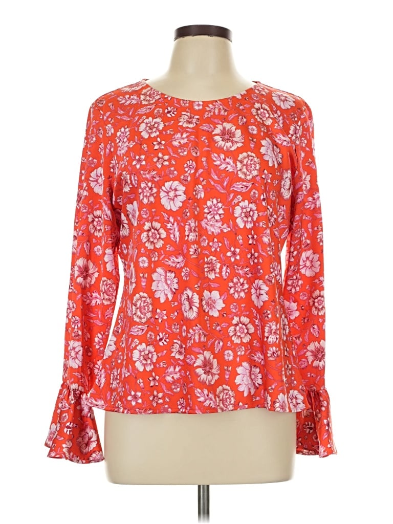 Pre-owned Jcrew Long Sleeve Blouse In Red