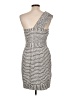 BCBGMAXAZRIA Stripes Silver Cocktail Dress Size 10 - photo 2