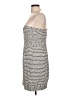 BCBGMAXAZRIA Stripes Silver Cocktail Dress Size 10 - photo 5