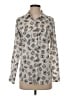 Karl Lagerfeld Paris 100% Polyester Print Silver Long Sleeve Blouse Size S - photo 1