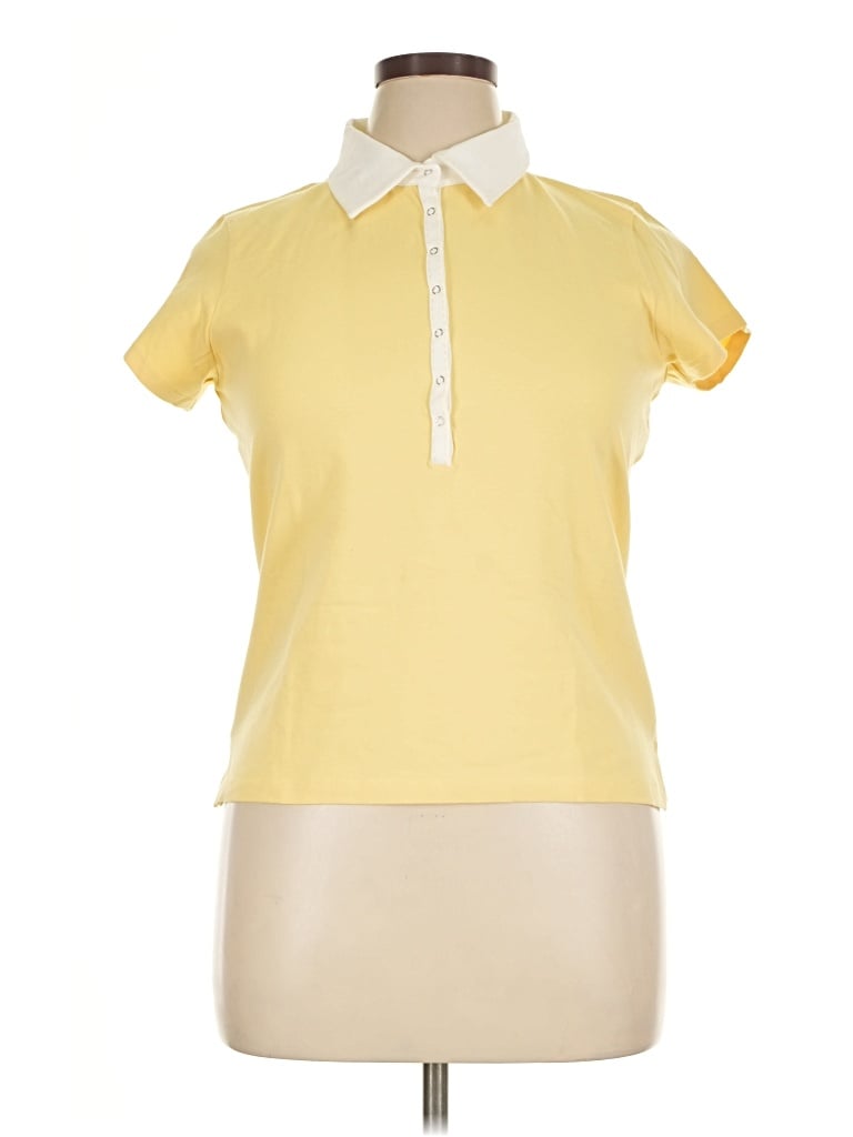 Pre-owned Liz Claiborne Short Sleeve Polo Shirt In Yellow