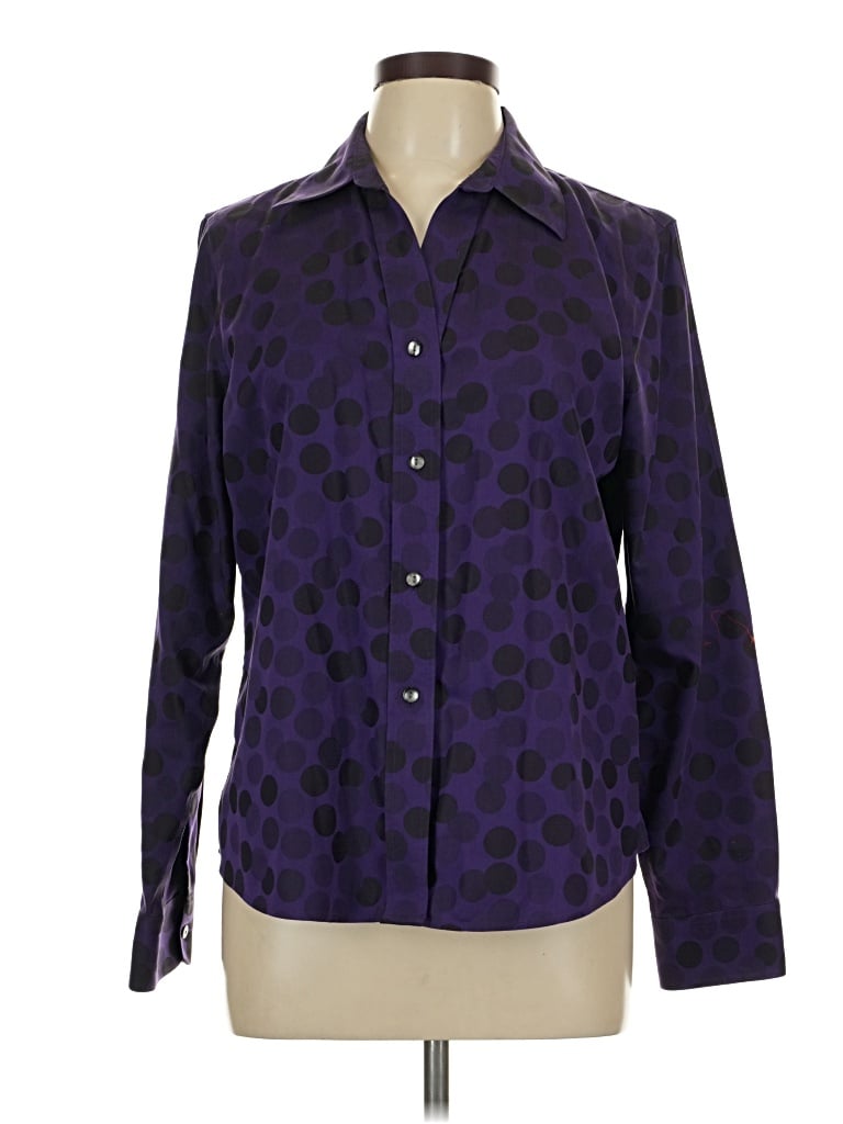Pre-owned Foxcroft Long Sleeve Blouse In Purple