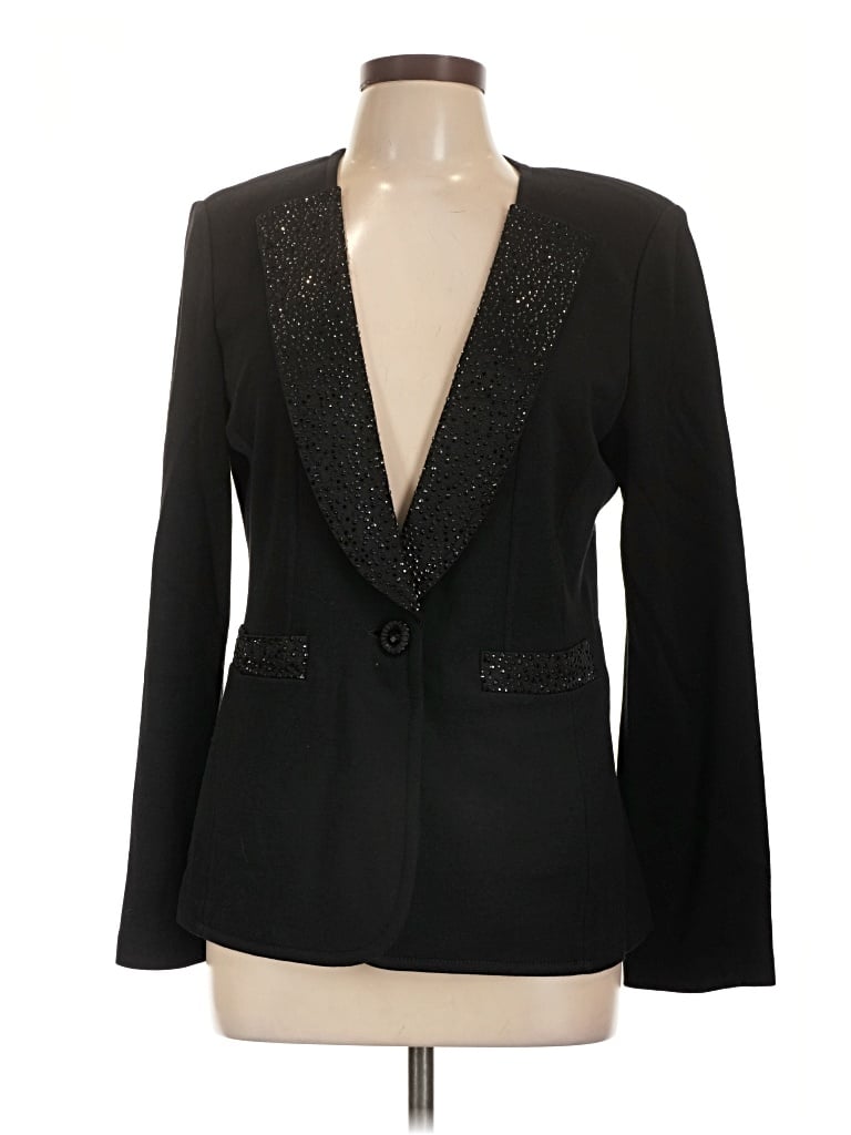 Pre-owned St John Wool Blazer Jacket In Black