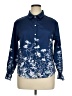 Unbranded 100% Polyester Print Blue Long Sleeve Blouse Size XL - photo 1