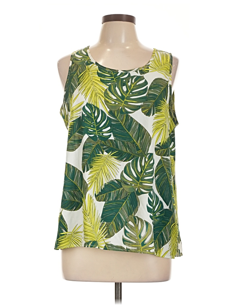 Pre-owned Time And Tru Sleeveless Top Green Halter Neckline Tops