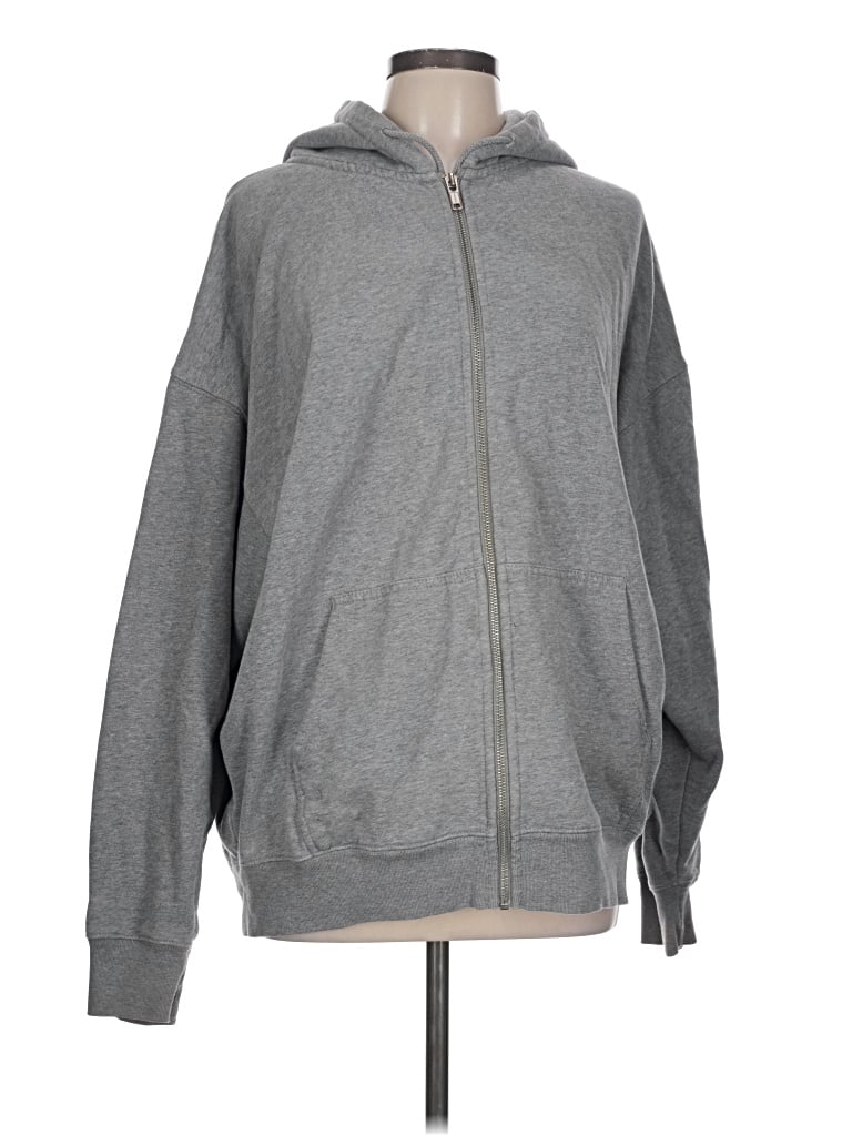 Pre-owned Brandy Melville Zip Up Hoodie In Gray