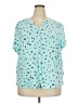 Amazon Essentials 100% Viscose Stars Teal Short Sleeve Blouse Size XXL - photo 1