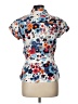 Split Print Blue Short Sleeve Blouse Size L - photo 2
