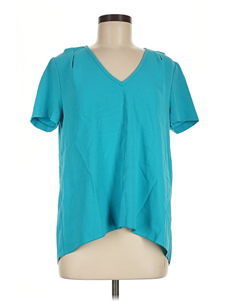 Pre-owned Trina Turk Short Sleeve Blouse In Teal