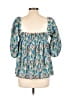 Ganni 100% Polyester Teal 3/4 Sleeve Blouse Size EU 42 / US 12 - photo 2