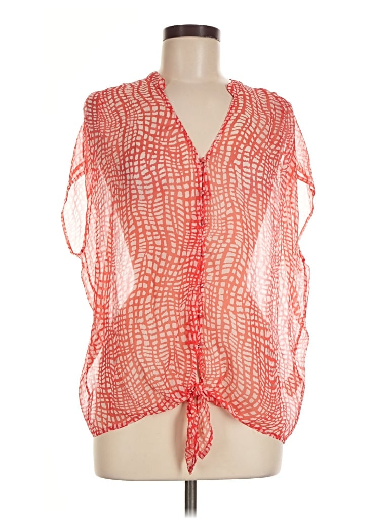 Joie Sleeveless Silk Top Red Plunge Neckline Tops