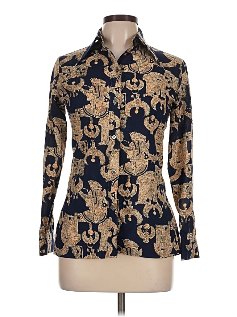 Pre-owned Evan Picone Long Sleeve Button Down Shirt In Gold