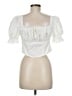 Shein 100% Polyester White Ivory Short Sleeve Blouse Size 8 - 10 - photo 2