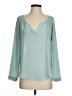 Lush 100% Polyester Teal Long Sleeve Blouse Size S - photo 1