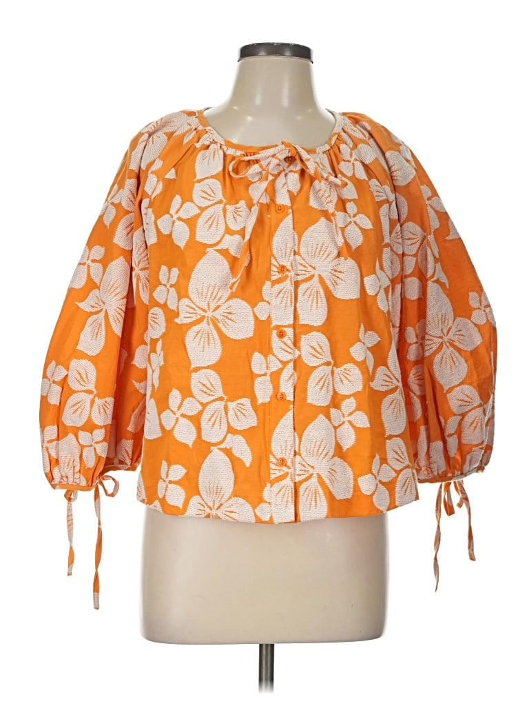 Pre-owned Ted Baker 3/4 Sleeve Blouse In Orange