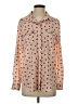 Karl Lagerfeld Paris 100% Polyester Polka Dots Tan Pink Long Sleeve Blouse Size S - photo 1