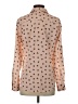 Karl Lagerfeld Paris 100% Polyester Polka Dots Tan Pink Long Sleeve Blouse Size S - photo 2