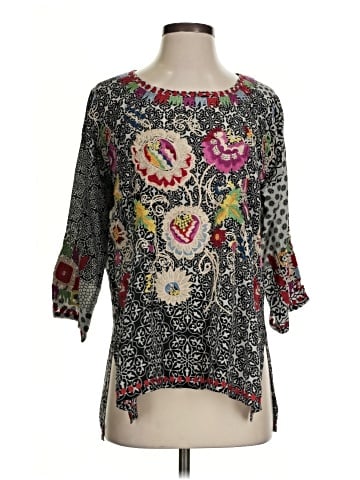 Johnny Was 3/4 Sleeve Silk Top (view 1)