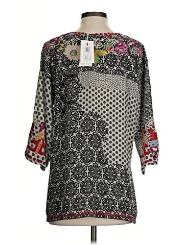 Johnny Was 3/4 Sleeve Silk Top (view 2)